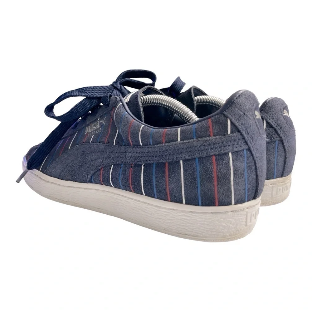 Puma Blue Suede Red White Stripe 359404-01 Sneakers Size Men's 10.5